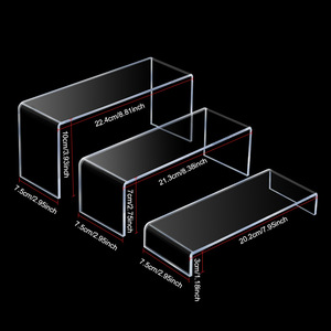 Espositore da banco trasparente in acrilico/PS <span class=keywords><strong>per</strong></span> profumi, <span class=keywords><strong>torte</strong></span>, alimenti, giocattoli, a 2/3 livelli, con gradino rialzato <span class=keywords><strong>per</strong></span> scarpe in acrilico trasparente - Product Image 6