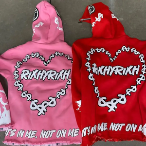 เสื้อฮู้ดผู้ชายทรงโอเวอร์ไซส์ผ้าคอตตอน100% สุดหรูปักตามสั่ง - Product Image 2