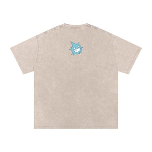 T-shirt graphique personnalisé délavé à l'acide pour homme, coupe oversize, style vintage, imprimé, 100 % coton, été, unisexe - Product Image 2