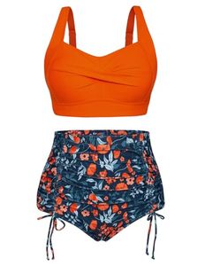 Elegante Túnica Larga Bohemia de Una Pieza con Estampado Floral y Efecto Push-Up para Mujer, Traje de Baño con Capa y Decoración de Cristales, Cubrebaño de Playa - Product Image 1