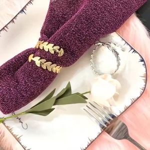 Porte-serviette en or pour décoration de table royale, événements de mariage, fêtes, salle à manger d'hôtel, finition brillante et classique d'Inde - Product Image 5