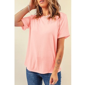 Camisetas de algodón antiarrugas de último diseño para mujer, camisetas de cuello redondo cortas informales con servicios OEM de buen Material de baja tasa - Product Image 6