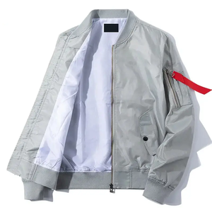 Chaquetas Bomber de Moda Universitaria Personalizadas de Primera Calidad al por Mayor, Novedad, Chaqueta de Invierno con Cremallera Negra y Cuello Alto de Lona - Product Image 4