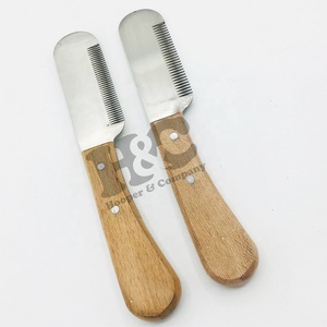 High Quality Stripping Knife Stainless Steel Pet Grooming <b>Scissors</b> and Wood Handle Stripping Brush Set with Sustainable Design - Product Image 4