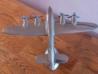 Maquette d'avion hydroplane vintage en aluminium moulé lourd, style Art Déco, artisanat métallique, décoration de table, objet de collection