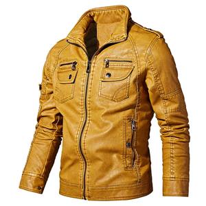 Chaqueta de moto informal para hombre, cortavientos de piel de oveja auténtica con abrigos de cuero de motorista de lana, novedad - Product Image 5