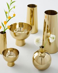 Florero de hierro de lujo, diseño moderno dorado, cantidad a granel, decoración festiva para el hogar, decoración de mesa decorativa, hotel hecho a mano, India - Product Image 6