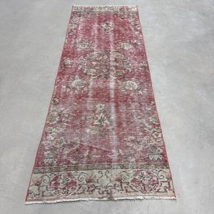 Vintage Turkish <b>Runner</b> Rug 3.1x8.6 ft (93x261 cm), <b>Red</b> Plants & trees Rug - Product Image 1