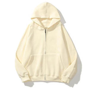 Sudadera con capucha de gran tamaño con cremallera completa térmica de algodón 100% personalizada, con hombros caídos y peso pesado para invierno, impresión Digital sólida - Product Image 6