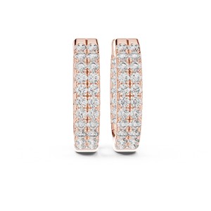 Pendientes de Aro con Corte en U de Doble Fila de Moissanita Redonda, Plata de Ley 925, 72 Piedras - Product Image 4
