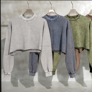 380GSM Heavyweight Custom Hot Girl Crop Top Hoodie High Quality Streetwear Sweatshirts Pullover Cropped Oversize Hoodie - Product Image 1