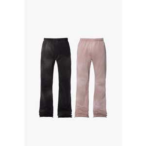 Paquete de 2 pantalones de chándal bootcut desteñidos de peso pesado, fabricante de pantalones de ajuste relajado de algodón de alta calidad a granel OEM personalizados - Product Image 2