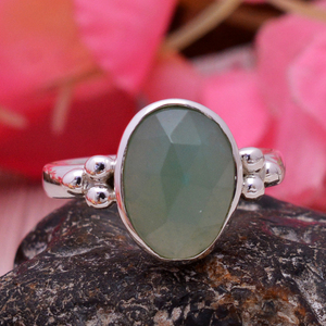 Regalo de Navidad Plata de Ley 925 Aquapraze 18x14mm Anillo de piedras preciosas ovalado desigual 4,27 GMS hecho a mano Anillo de dedo de plata de Ley 925 - Product Image 3