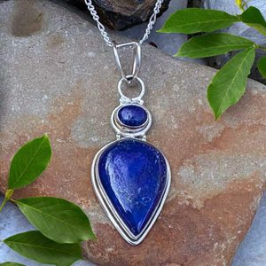 Haute qualité nouveau Lapis Lazuli argent plaqué pendentif collier bijoux en laiton pour les femmes prix usine en gros pierres précieuses mode - Product Image 2
