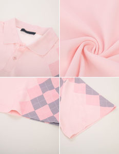 Meilleures ventes Chemise de golf pour homme Argyle 95% polyester + 5% élasthanne Évacuation de l'humidité Chemise de polo de golf contrastée Chemises de tennis pour l'été - Product Image 6