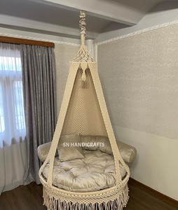 Silla Columpio de macramé para bebé, hecha a mano, Bohemia - Product Image 1