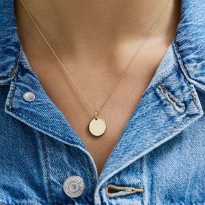 <span class=keywords><strong>Collana</strong></span> con Ciondolo Rotondo Personalizzabile LUCKYJIU, Placcato Oro 18k, Ipoallergenico, Impermeabile, con Zirconi Cubici - Product Image 3