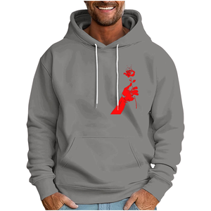 OEM Custom Logo Design <b>Men's</b> Regular Fit 100% Cotton Fleece Pullover Hoodies <b>Grey</b> Custom Graphics Printed for Winter Season - Product Image 3
