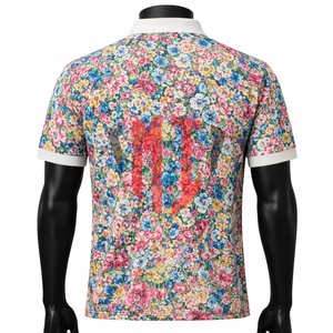 Polo de Hombre con Estampado Floral, Manga Corta, Cuello en Contraste, Transpirable, OEM ODM - Product Image 2
