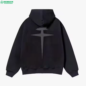 Sweat à capuche en molleton épais de coton de haute qualité, coupe classique, effet délavé soleil, broderie patchwork, épaules tombantes - Product Image 2