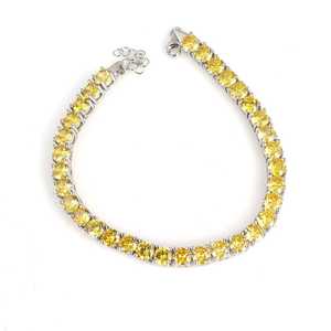 กำไลข้อมือเงินแท้ 925 ทรงกลมประดับด้วยพลอยซิทริน - Product Image 3