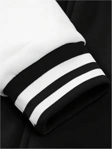 Chaquetas de béisbol de Letterman para hombre, chaqueta universitaria de algodón 100% con parches de números, manga larga con botones, adorno a rayas para hombres universitarios - Product Image 4