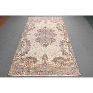 Turkish Rug, Large 5.6x9.8 ft Vintage Rug, <b>Brown</b> Striped <b>Wool</b> Rug - Product Image 1