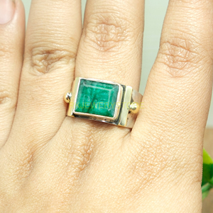 Bague en émeraude verte en argent sterling 925 |   Bague en laiton avec pierre verte |   Bijoux en pierres précieuses |   Cadeau de Noël pour elle | - Product Image 5
