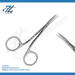 Surgical Scissors Iris Regular Cut Curved 115mm F-Line Manual Stainless Steel High Performance A+ Grade Professional - Product Image 2