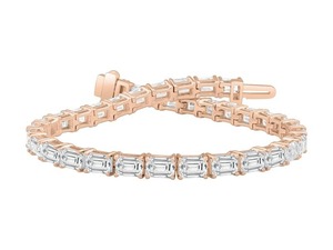 Statement Emerald Cut Diamond Horizontal Set Designer <b>Bracelet</b> 11.00 Ct F-G Lab Grown Diamond In Platinum Special Occasion Party - Product Image 1