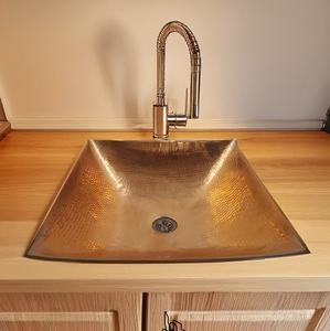Handmade Hammered Square Metal Vessel Sink Luxury Bathroom Countertop <b>Wash</b> <b>Basin</b> OEM Wholesale Manufacturer. - Product Image 1