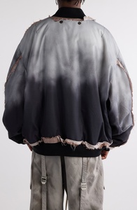 Chaqueta universitaria de satén de seda de Color degradado, chaqueta desgastada de lavado ácido a la moda para hombre, chaquetas de satén de seda de béisbol para hombre - Product Image 2