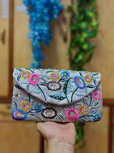 Luxe complexe perles toile tissu chaîne brodé à la main perlé enveloppe fermeture mariages voyage solide sacs à main léger - Product Image 2