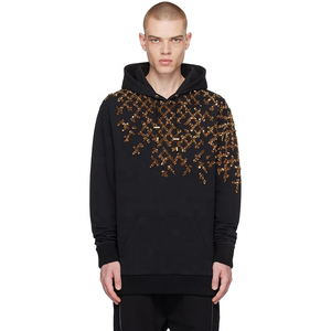 Usine personnalisée de haute qualité poids lourd surdimensionné 100% coton strass broderie mode conception essentielle gagner - Product Image 5