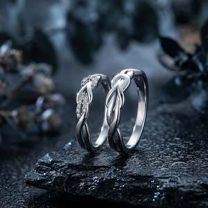 Juego de Anillos de Pareja Jeulia Classic Hercules Knot Twist con Circonita para Boda - Product Image 5