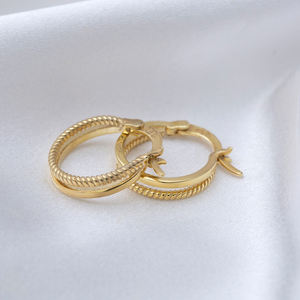 Pendientes de aro redondos dobles turcos hechos a mano al por mayor TDainty Everyday 925 joyería de plata esterlina - Product Image 3