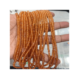 Proveedor y fabricante indio de alta calidad, granate naranja Natural, cuentas de Rondelle lisas, hebra de 14 pulgadas, tamaño de 4 mm - Product Image 3