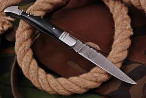 มีดเหล็กดามัสกัสทำมือมีดพับกลางแจ้งที่เปิดไวน์แบบพกพาสำหรับร้านค้าปลีก - Product Image 5