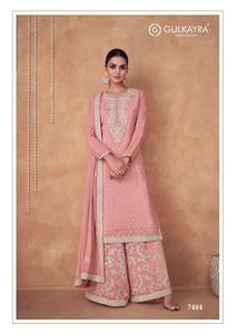 Latest Designer Chinon <b>Silk</b> <b>Thread</b> Embroidery Work Sharara Suit by Fab Zone - Product Image 3