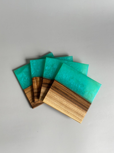 Posavasos cuadrados de madera y resina de nogal hechos a mano más vendidos, alfombrillas y almohadillas de regalo para el hogar - Product Image 5