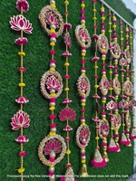 Lot de 10 Lotus Latkan Suspendus Toran Traditionnel Pooja Room Décoration de la Maison pour Diwali Mariages et Festivals