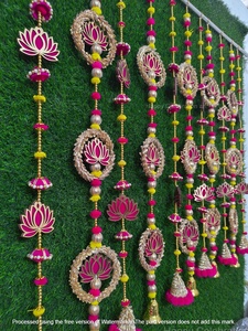 Juego de 10 Lotus Latkan Hanging Toran Tradicional Pooja Room Decoración del hogar para Diwali Bodas y festivales - Product Image 4