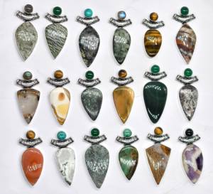 Artisan Handmade Antique <b>Silver</b> Plated Gemstone Pendants Assorted Natural <b>Crystals</b> from America Bulk Jewelry for Women's Parties - Product Image 2