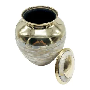 Urna Funeraria de Latón Dorado para Cenizas Humanas Adultas, Urna Conmemorativa Hecha a Mano, Proveedor Mayorista - Product Image 2