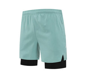 Short de sport décontracté deux couches pour hommes 2 en 1 Short de sport à séchage rapide Short de course uni de longueur moyenne avec logo personnalisé Expédition DDP - Product Image 3