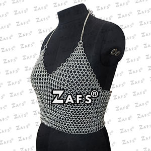 Chainmail Top Bra Metal Anillo de aluminio Elegante y elegante Medieval Top Ren Faire Costume Festival Outfit Precio al por mayor disponible - Product Image 4