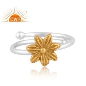 แหวนเงินแท้ลายดอกไม้แบบซ้อนได้สำหรับผู้หญิง ขายดี ผู้ผลิตเครื่องประดับตามสั่ง - Product Image 2