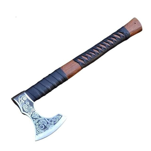 Handmade Damascus Hunting <b>Axe</b> High Quality Wood <b>Handle</b> Leather Cover Forged Industrial Grade Smoke Pipe Hatchet Customizable - Product Image 5