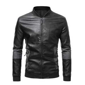 Veste en cuir ajustée pour hommes Veste noire Veste en cuir PU de qualité supérieure à la mode britannique pour hommes - Product Image 1