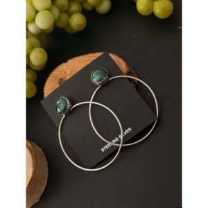 Navajo Malachite & Sterling <b>Silver</b> Drop Post <b>Dangle</b> <b>Earrings</b> - Product Image 4